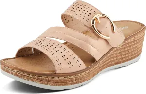 PATRIZIA Women's SHARONDA Asymmetrical Slide Wedge Sandals