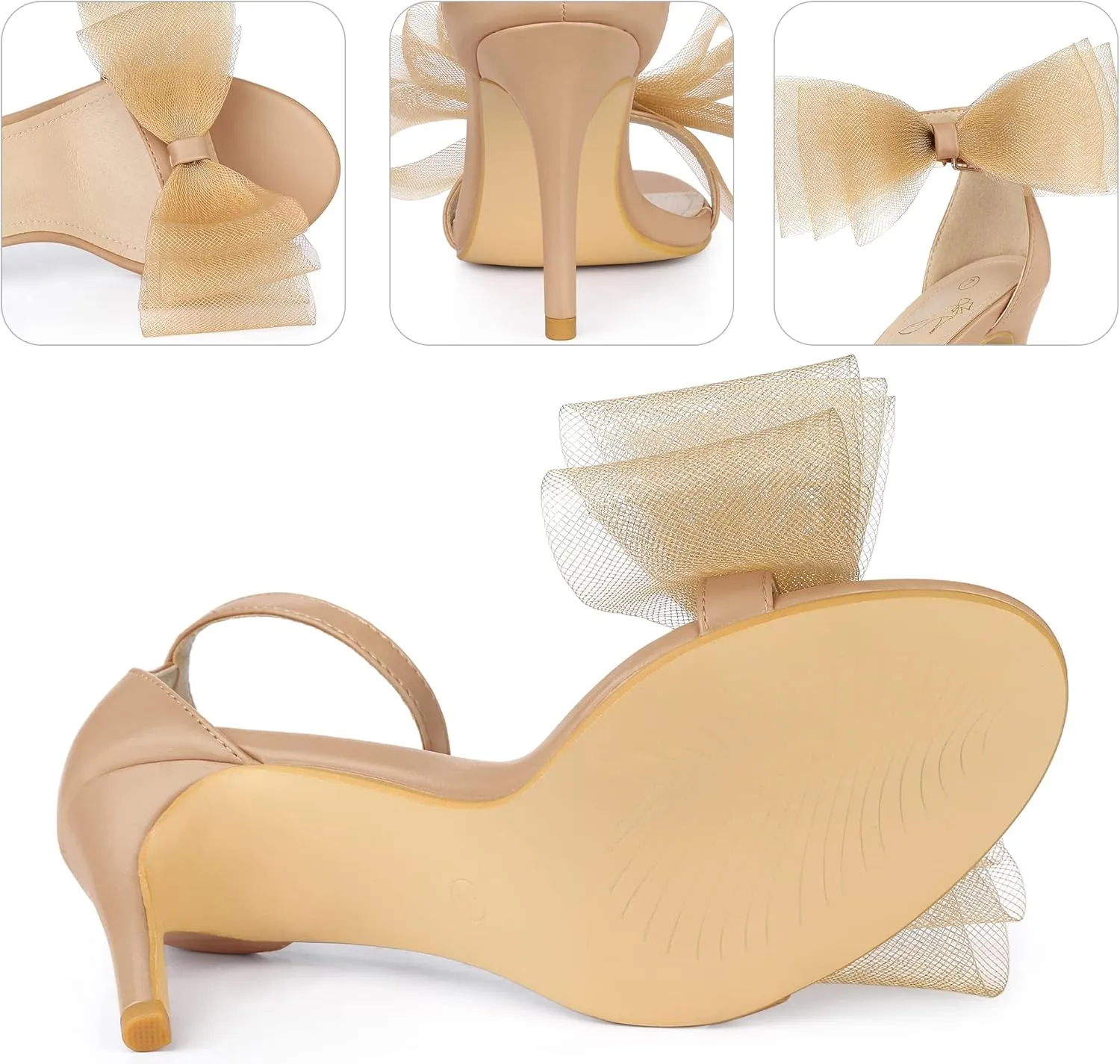 Perphy Open Toe High Heels Ankle Strap Bow Tie Stiletto Heel Sandals for Women