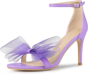 Perphy Open Toe High Heels Ankle Strap Bow Tie Stiletto Heel Sandals for Women