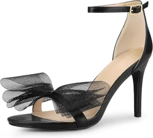 Perphy Open Toe High Heels Ankle Strap Bow Tie Stiletto Heel Sandals for Women