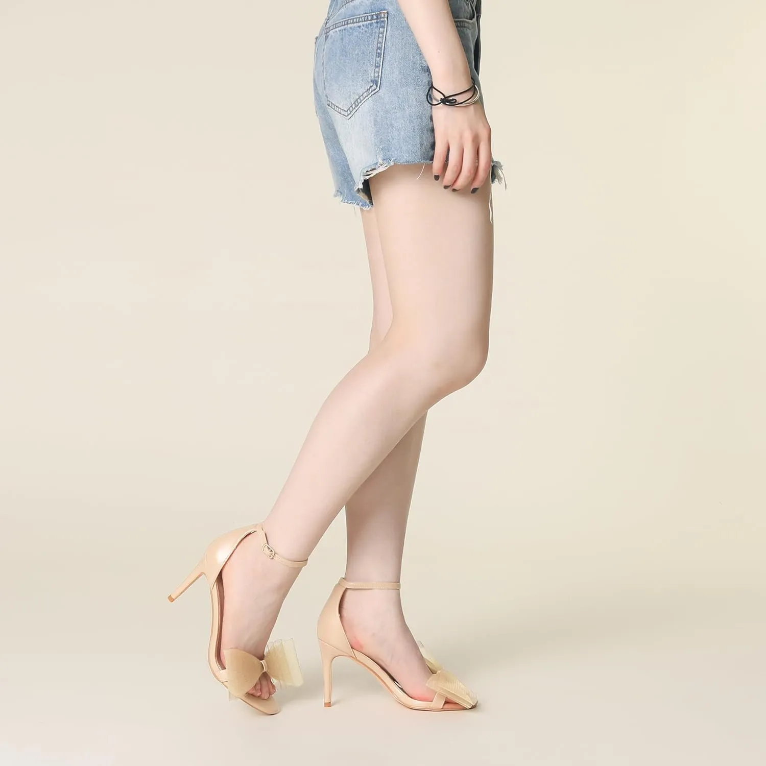 Perphy Open Toe High Heels Ankle Strap Bow Tie Stiletto Heel Sandals for Women