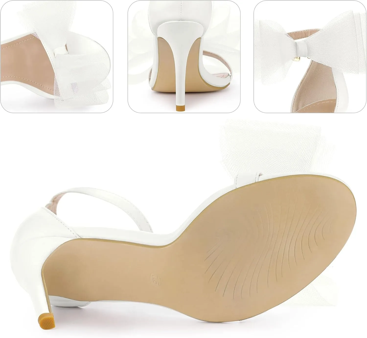 Perphy Open Toe High Heels Ankle Strap Bow Tie Stiletto Heel Sandals for Women