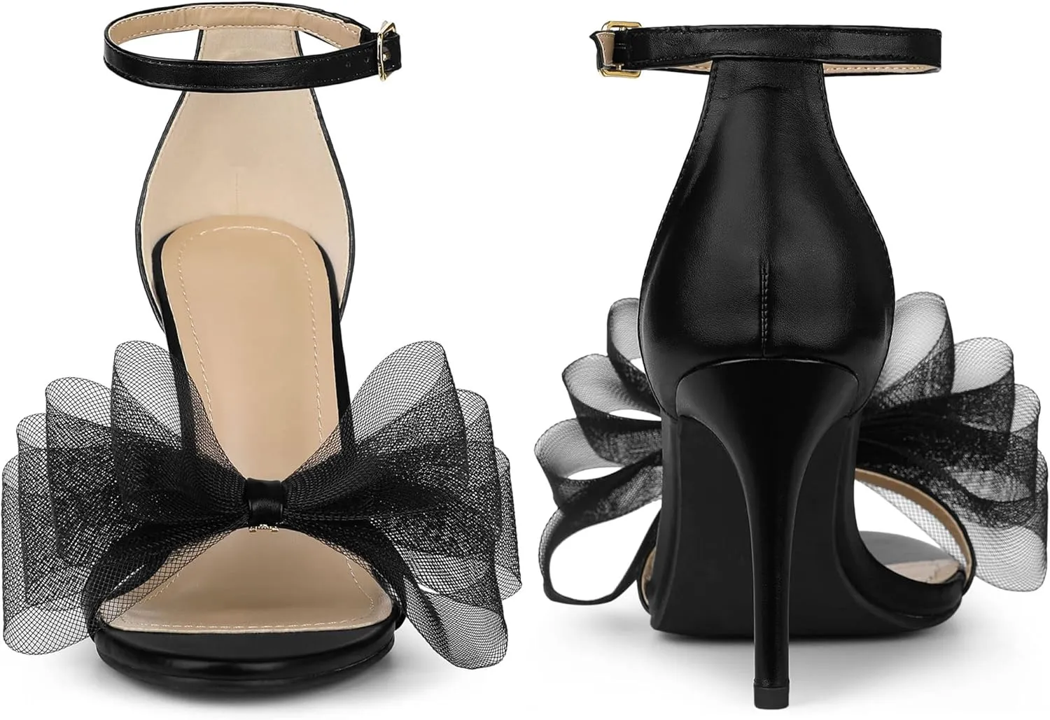 Perphy Open Toe High Heels Ankle Strap Bow Tie Stiletto Heel Sandals for Women