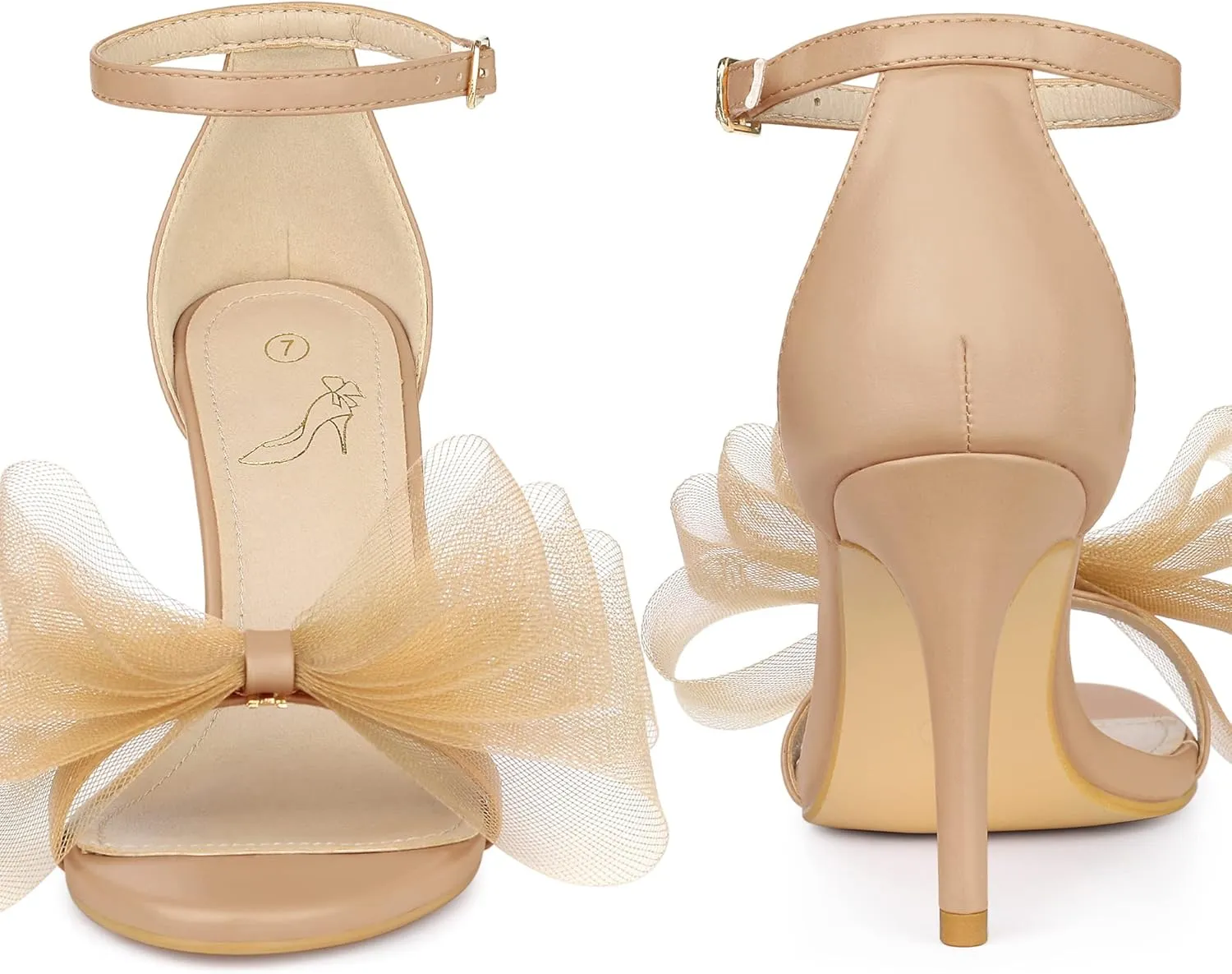 Perphy Open Toe High Heels Ankle Strap Bow Tie Stiletto Heel Sandals for Women