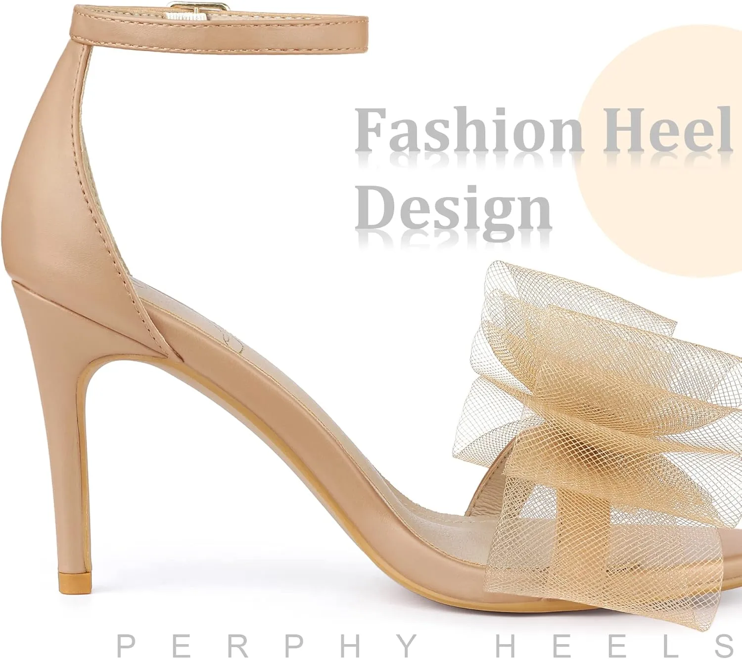 Perphy Open Toe High Heels Ankle Strap Bow Tie Stiletto Heel Sandals for Women
