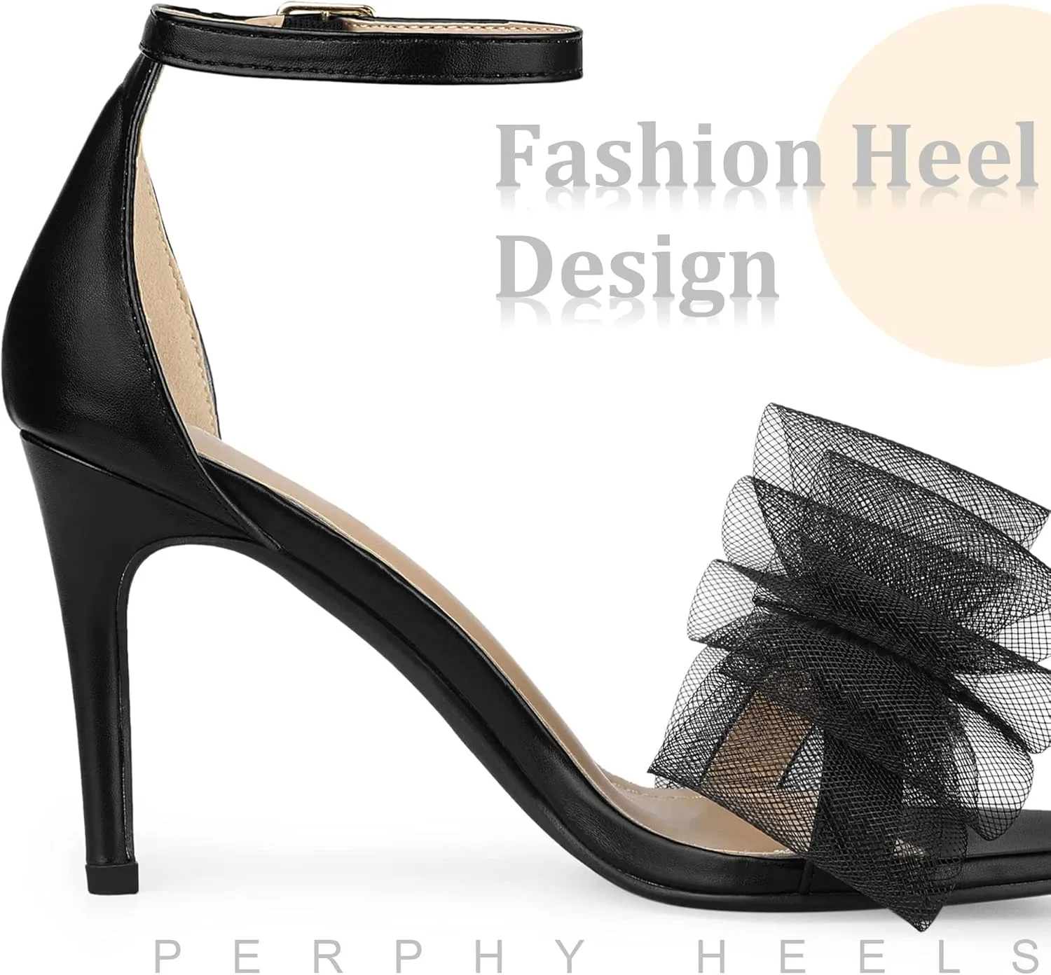 Perphy Open Toe High Heels Ankle Strap Bow Tie Stiletto Heel Sandals for Women