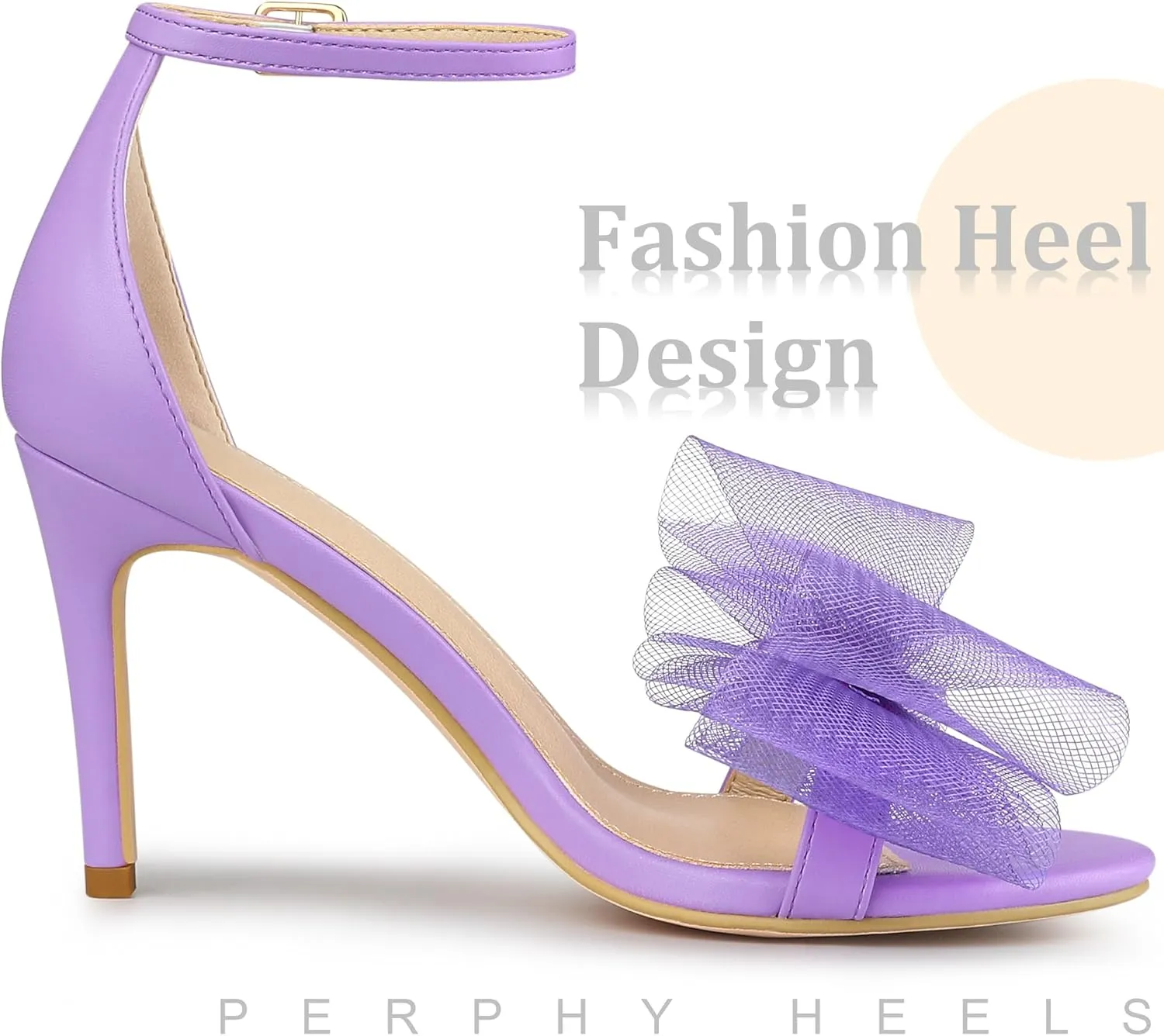 Perphy Open Toe High Heels Ankle Strap Bow Tie Stiletto Heel Sandals for Women