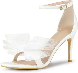 Perphy Open Toe High Heels Ankle Strap Bow Tie Stiletto Heel Sandals for Women