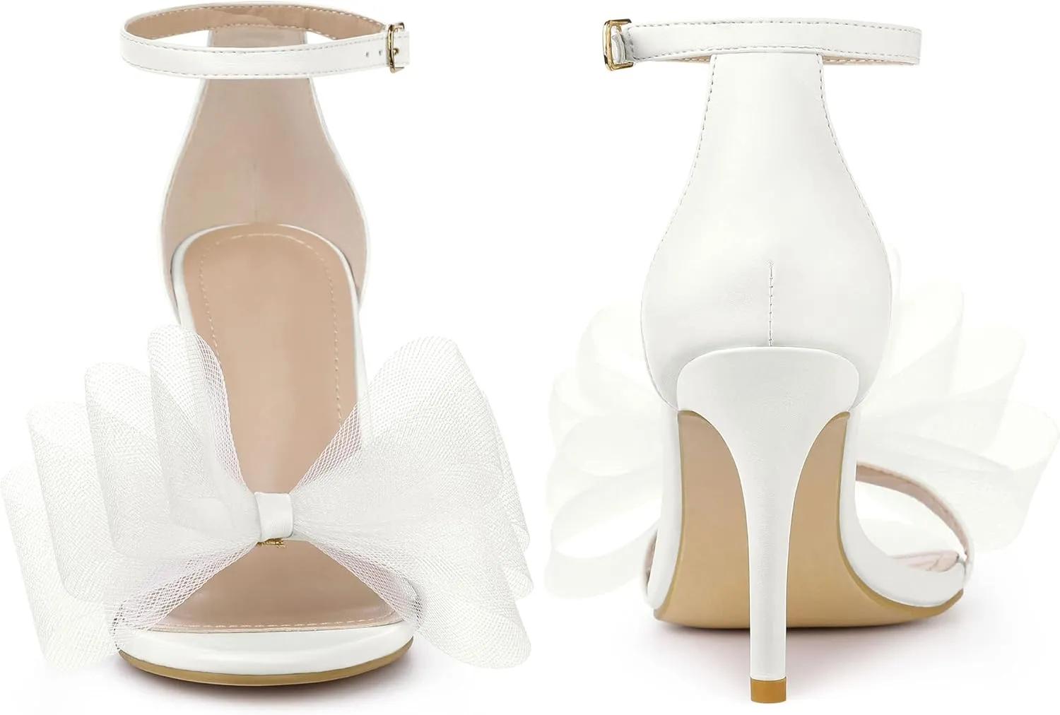 Perphy Open Toe High Heels Ankle Strap Bow Tie Stiletto Heel Sandals for Women