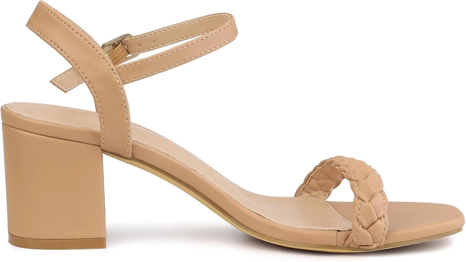 Perphy Square Toe Heels Woven Braided Chunky Heel Sandals for Women