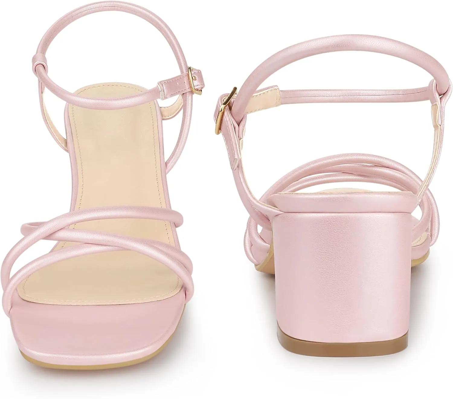 Perphy Strappy Heels Square Toe Slingback Chunky Heel Sandals for Women