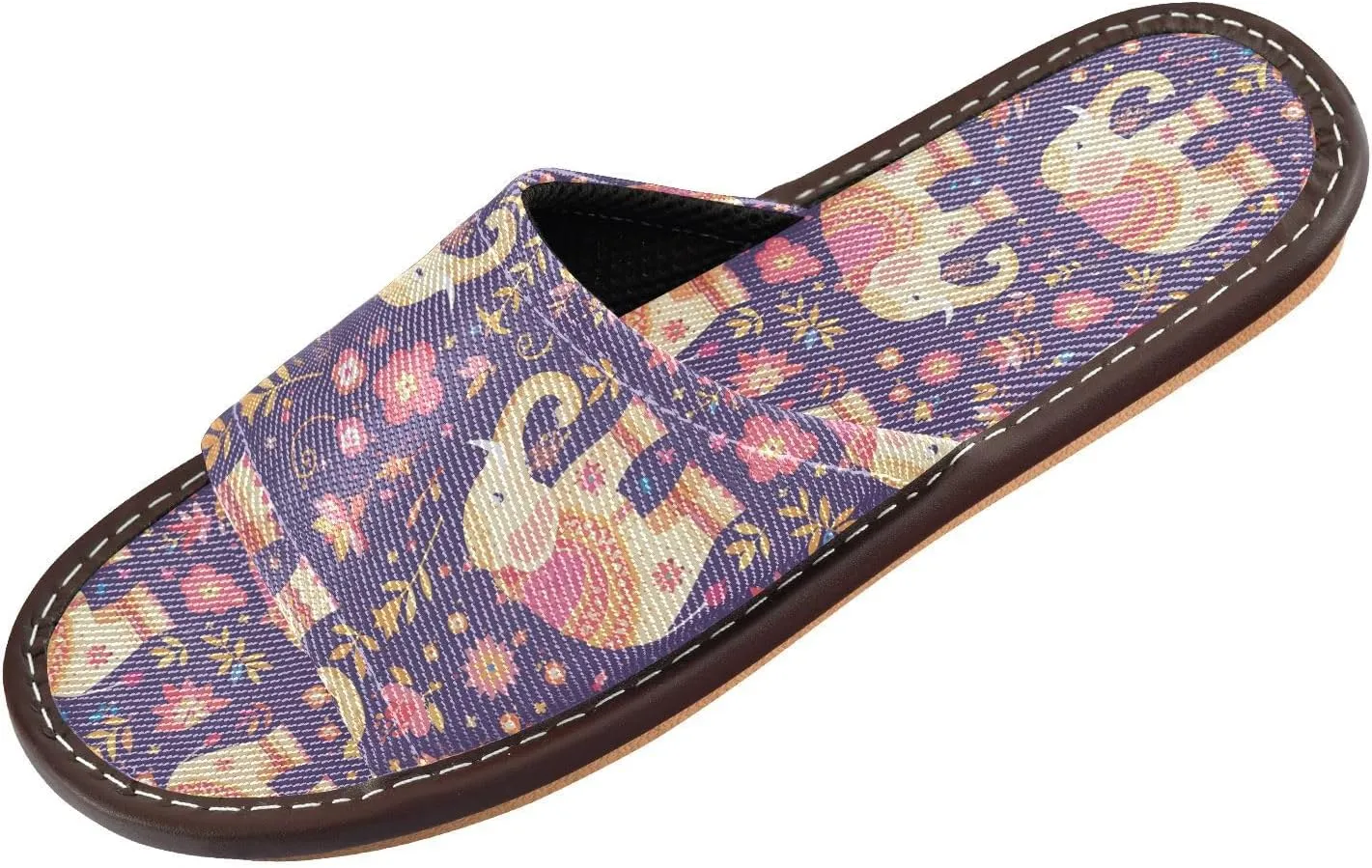 Pink Yellow Elephants Purple Mens Shower Slippers Washable Slides Sandals for Travel Hotel Outdoor