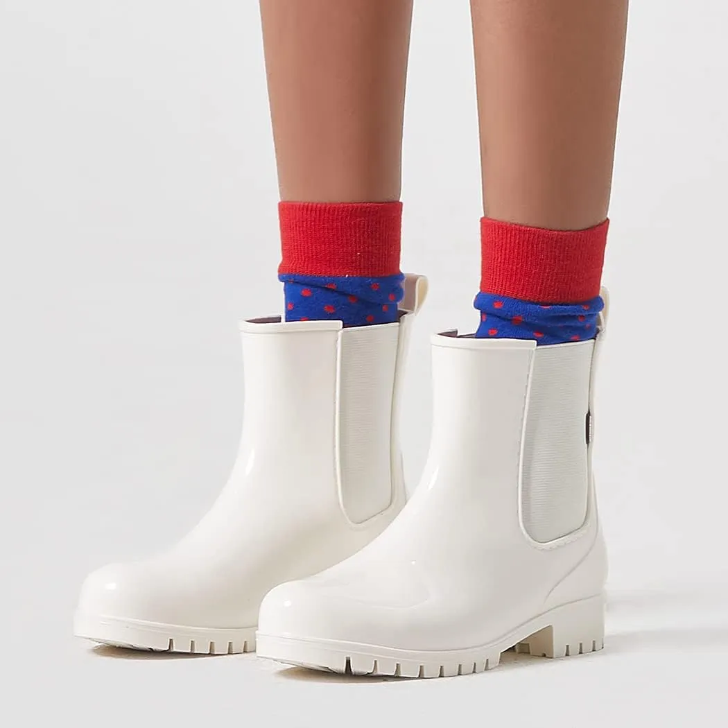 planone Short Rain Boots Women Fashion Waterproof Chelsea Boots for Women Light Outdoor Garden Shoes Ankle Muck Boots for Ladies Non Slip Work Shoes Rubber Boots with Premium Comfort Insole