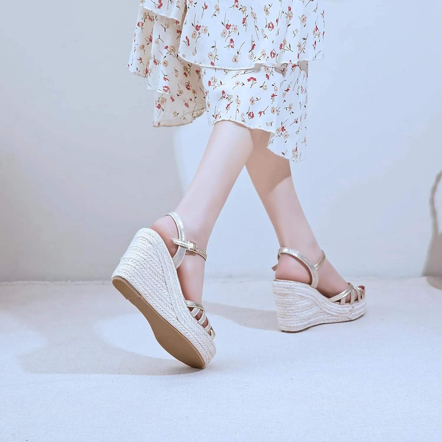 Platform High Heels Medium Width Comfortable Wedge Sandals for Women Dressy Espadrilles Wedding Summer