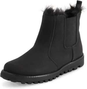 Polar Womens Memory Foam Chelsea Nubuck Boot Waterproof Rubber Welted Stitch Outsole Faux Fur Lined
