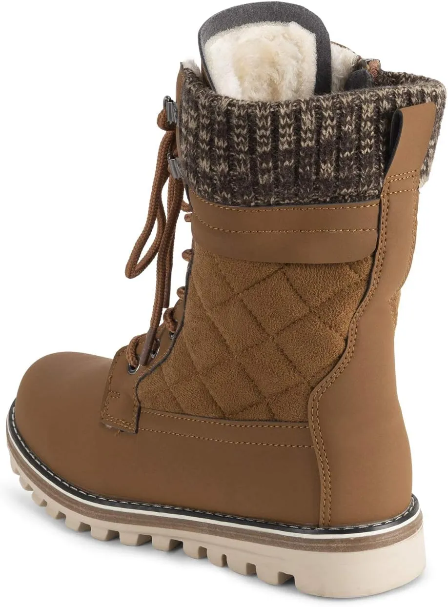 POLAR Womens Memory Foam Outside Pocket Inside Zip Thermal Waterproof Deep Tread Rubber Sole Snow Boots