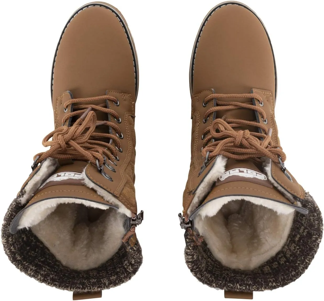 POLAR Womens Memory Foam Outside Pocket Inside Zip Thermal Waterproof Deep Tread Rubber Sole Snow Boots