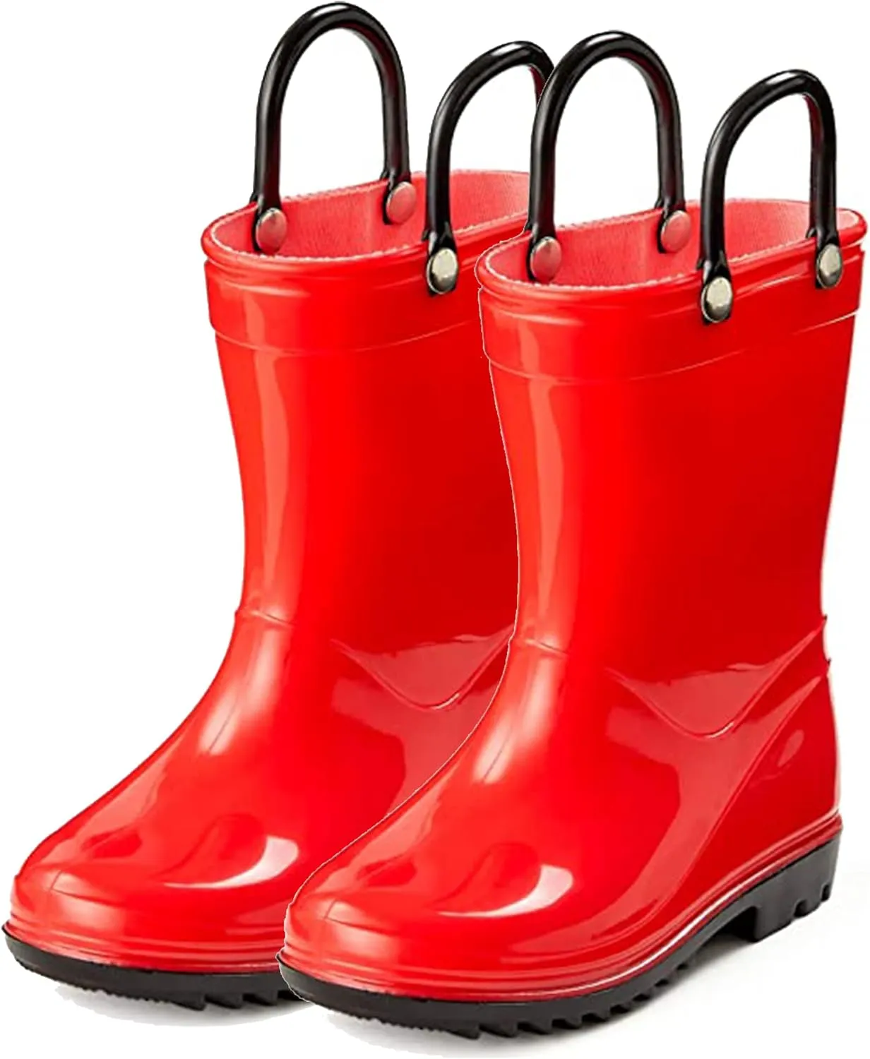 Puddle Play PVC Waterproof Rainboots - Red and Black - Easy-on Size 6 Toddler