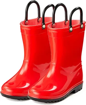 Puddle Play PVC Waterproof Rainboots - Red and Black - Easy-on Size 6 Toddler