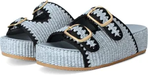 Raffia Sandals for Women Platform Slide Sandals Espadrille Adjustable Double Buckle Summer Comfortable Cute Woven Casual Beach Shoes
