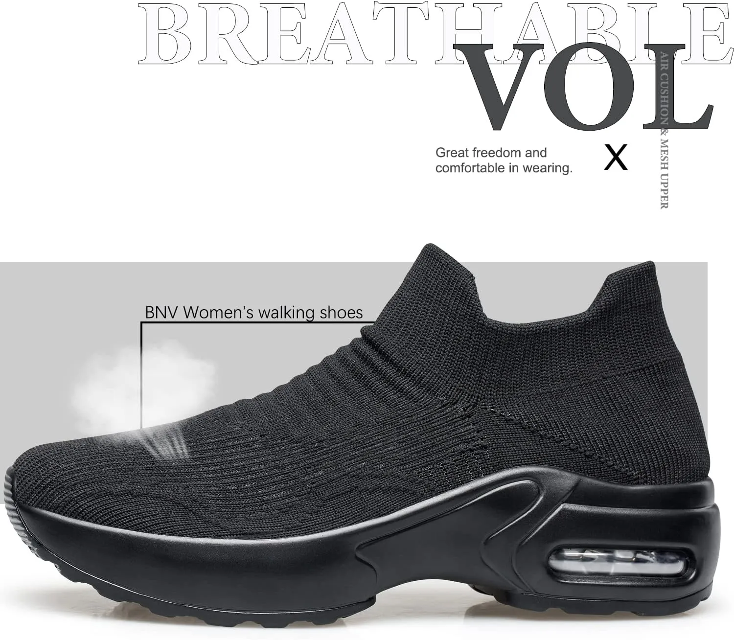 Raoendis Womens Walking Shoes - Sock Sneakers Daily Casual Shoes Slip on Comfortable Nursing Work Shoes