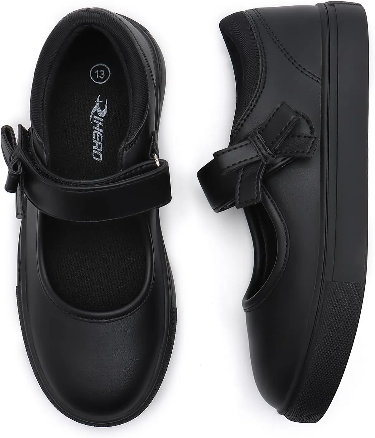 Rihero Girls Sneakers Kids School Uniform Mary Jane Shoes Casual Walking Shoes for Toddler Little Big Kids
