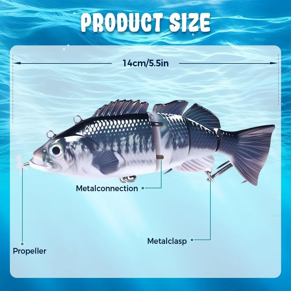 Robotic Fishing Lure, 2025 Upgraded Electric Swimming Lure, Multi Jointed Swimbaits Hard Lures Fishing Tackle for Freshwater & Saltwater