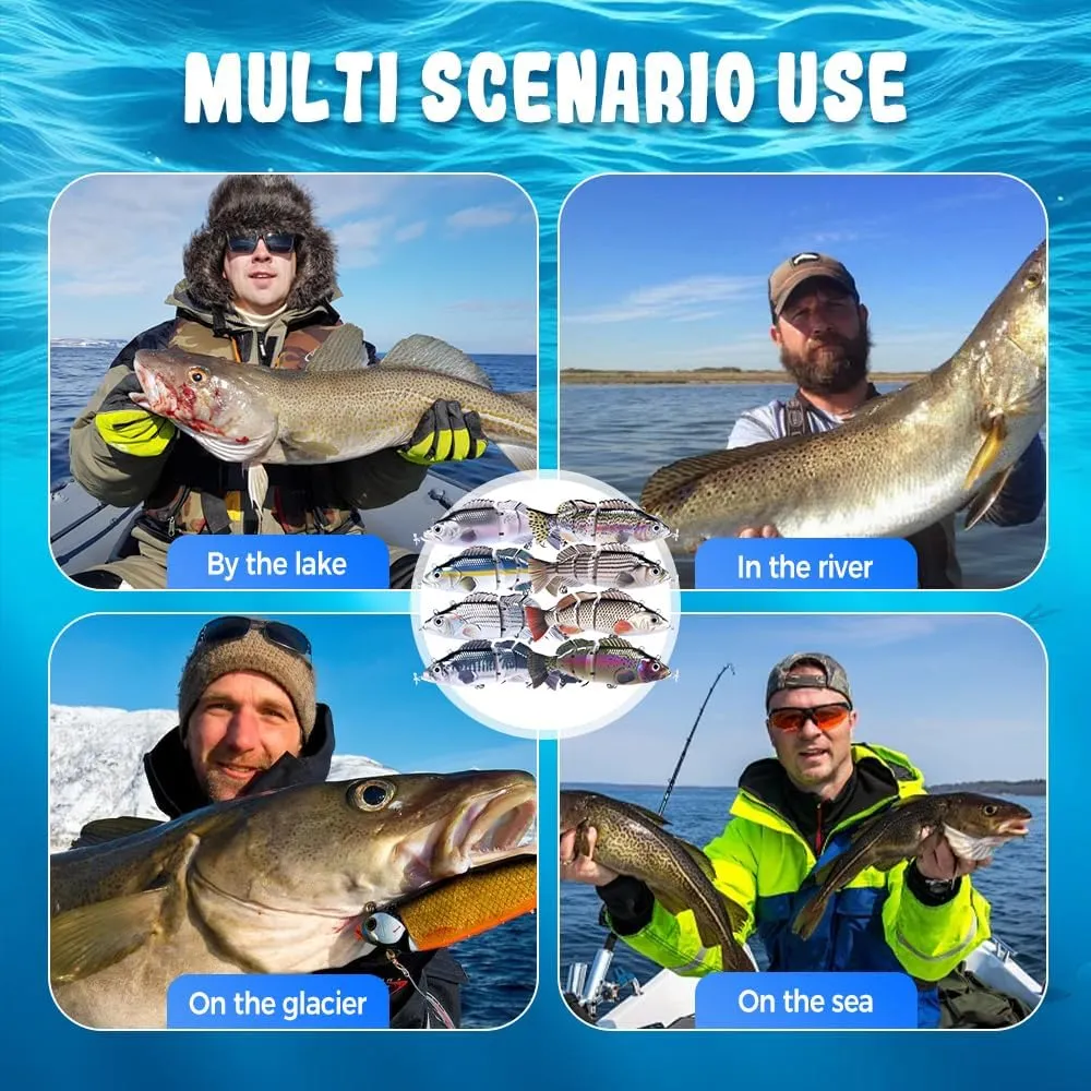 Robotic Fishing Lure, 2025 Upgraded Electric Swimming Lure, Multi Jointed Swimbaits Hard Lures Fishing Tackle for Freshwater & Saltwater