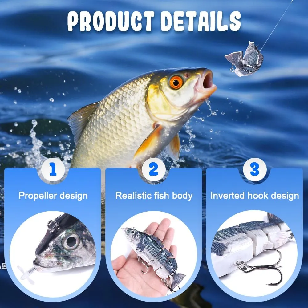 Robotic Fishing Lure, 2025 Upgraded Electric Swimming Lure, Multi Jointed Swimbaits Hard Lures Fishing Tackle for Freshwater & Saltwater