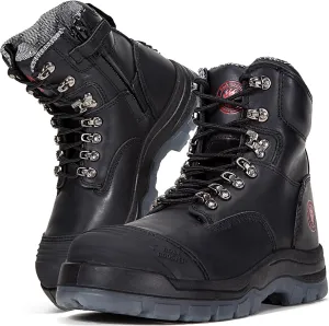 ROCKROOSTER Work Boots for Men,7 inch,Steel Toe,Side Zipper, Leather Shoes,Static Control, Breathable,Quick Dry(AK232Z -AK245Z