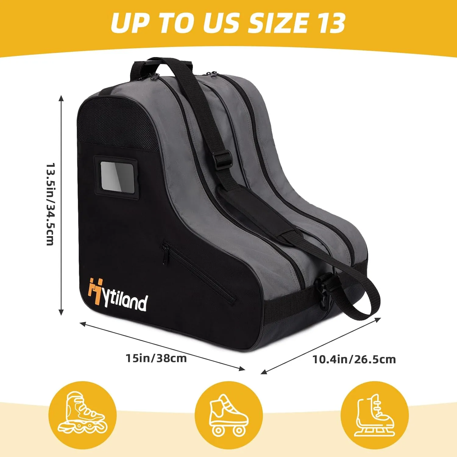 Roller Skate Bag - Breathable Large Capacity Ice Skate Bag with Adjustable Shoulder Strap - Fits Most Inline, Ice and Roller Skate Accessories for Kids and Adults