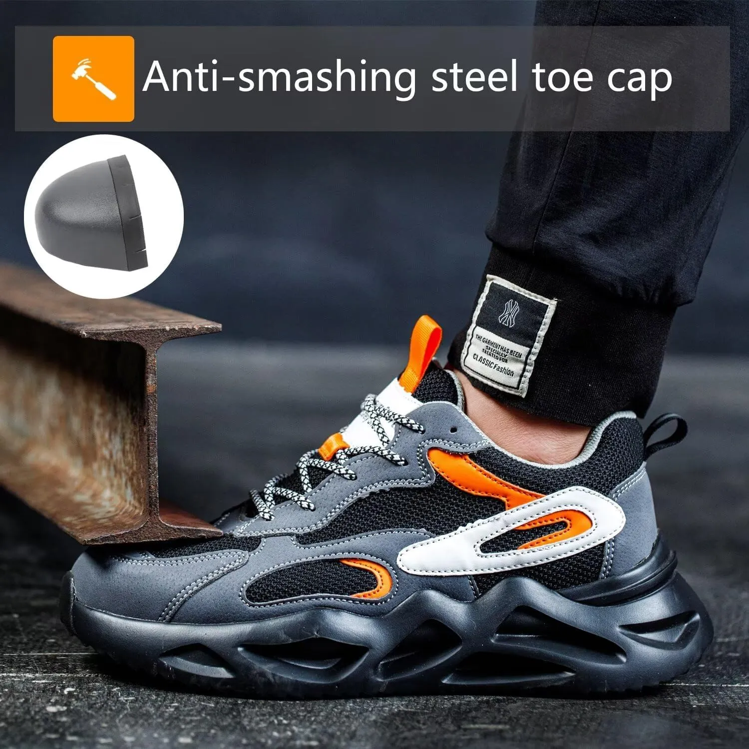Safety Shoes for Men or Women,EVA Large Sole/Anti-Slip Shading Devise/Strong Grip/Good Anti-Slip wear Resistance,Insulation 6KV,Anti-Slip wear,Comfortable on The feet,39,Grey