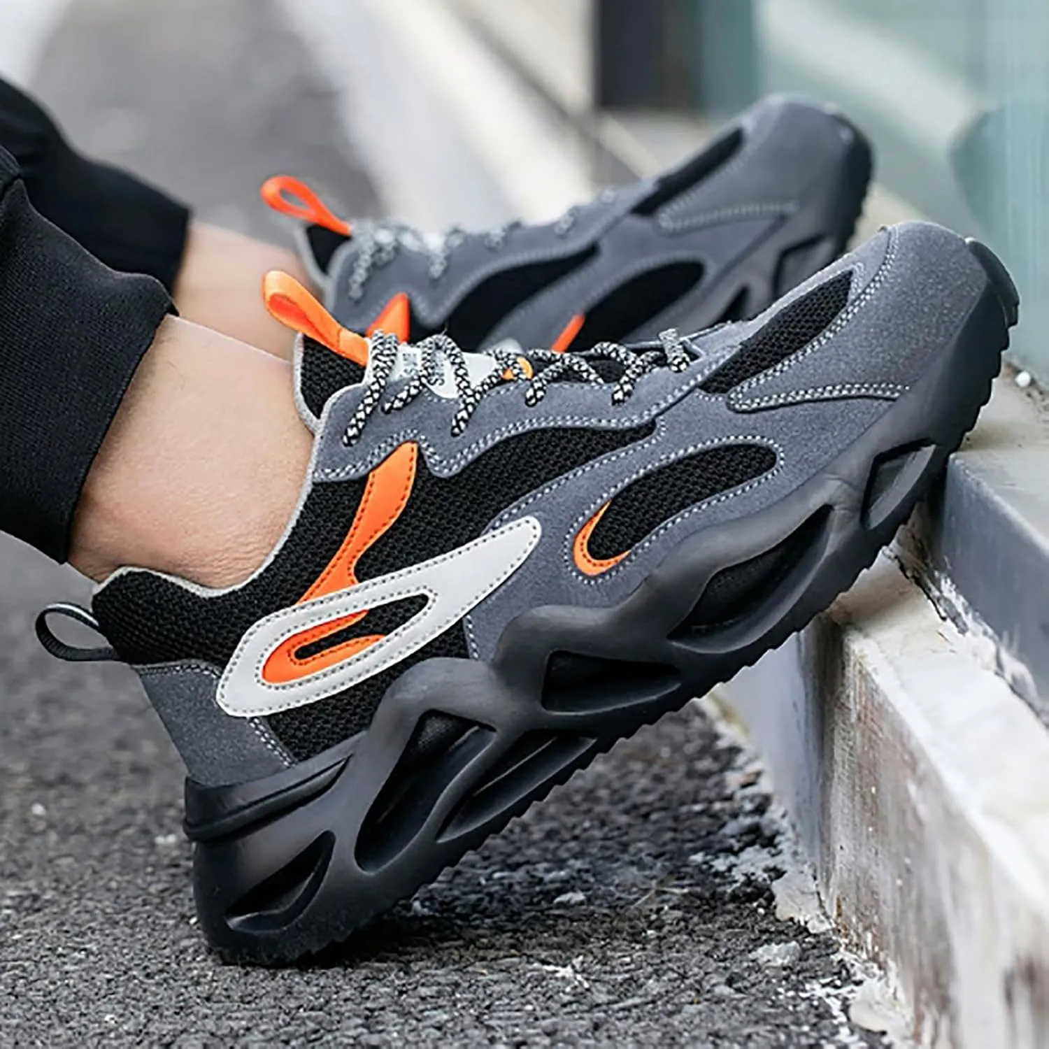 Safety Shoes for Men or Women,EVA Large Sole/Anti-Slip Shading Devise/Strong Grip/Good Anti-Slip wear Resistance,Insulation 6KV,Anti-Slip wear,Comfortable on The feet,39,Grey
