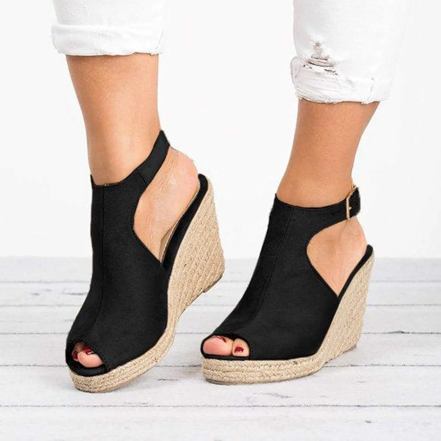 Sandals Women Fashion, Womens Sandals Sexy Hollow Floral Lace Chunky High Heels Peep Toe Platform Boots