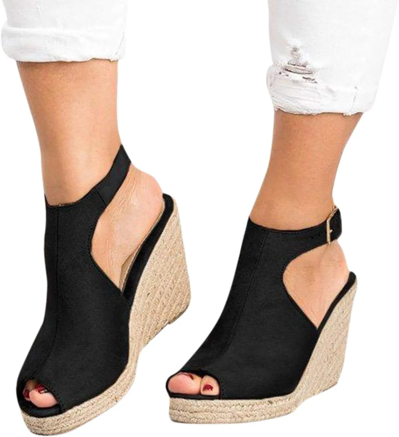 Sandals Women Fashion, Womens Sandals Sexy Hollow Floral Lace Chunky High Heels Peep Toe Platform Boots