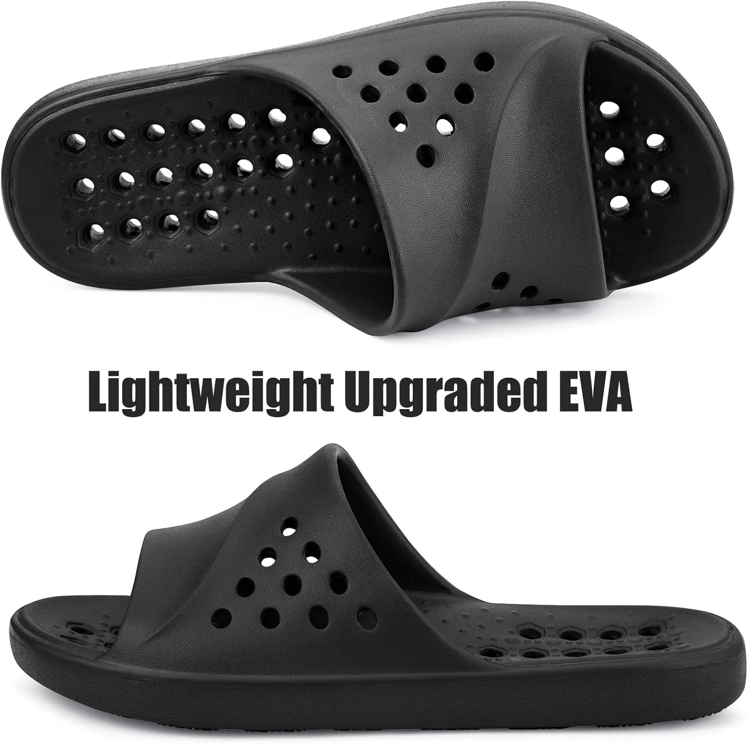 Shower Shoes for Womens Mens Massage Pool Slides with Arch Support Quick Drying Beach Sandals Non Slip Summer Bathroom Indoor House Slippers with Drain Holes