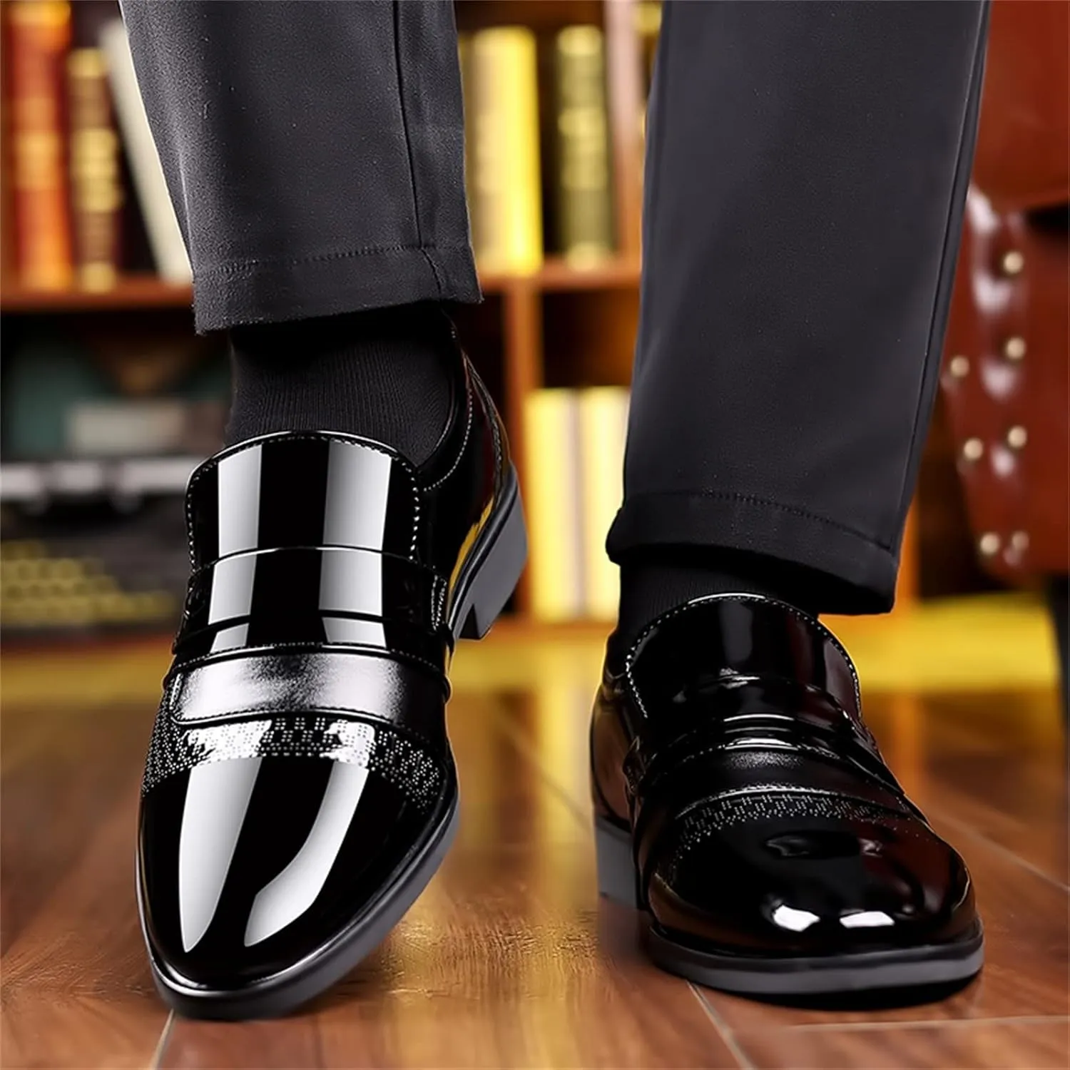 Size 15 White Dress Shoes for Men Fashion Summer and Autumn Men Leather Mens Dress Shoes Modern Classic Slip On Oxfords