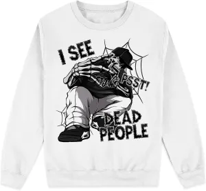 Skull Whisper Unisex Sweatshirt Matching 4s White Thunder for Men Women, Unisex Streetwear Clothing, Sneaker Graphic Sweatshirt Design Printed, White/Black