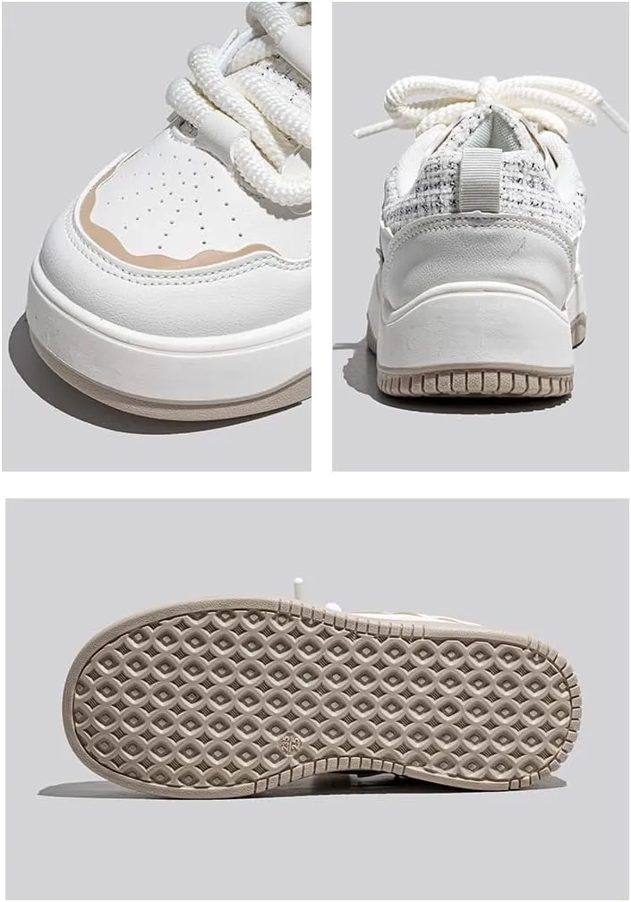 Soft PU Leather Star Sneakers Cute Trendy Casual Skate Shoes for Women Teens Lightweight Non-Slip Everyday Fashion