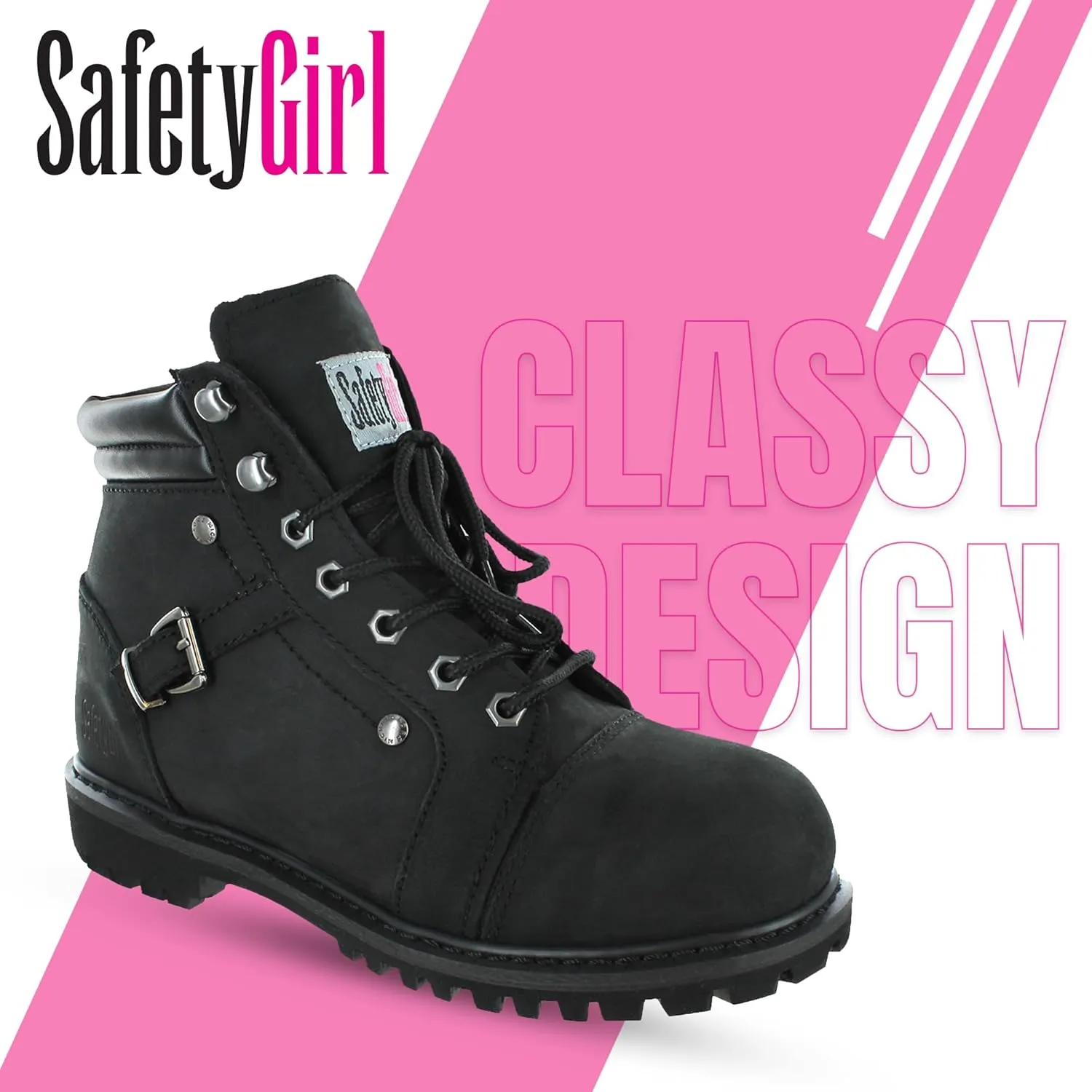 Steel Toe Boots for Women - Black - 9M| Waterproof Women's Fusion Work Boots | Leather Work Boots | Rugged Goodyear Welt Construction | Oil Resistant Outsoles & Cushioned Insoles