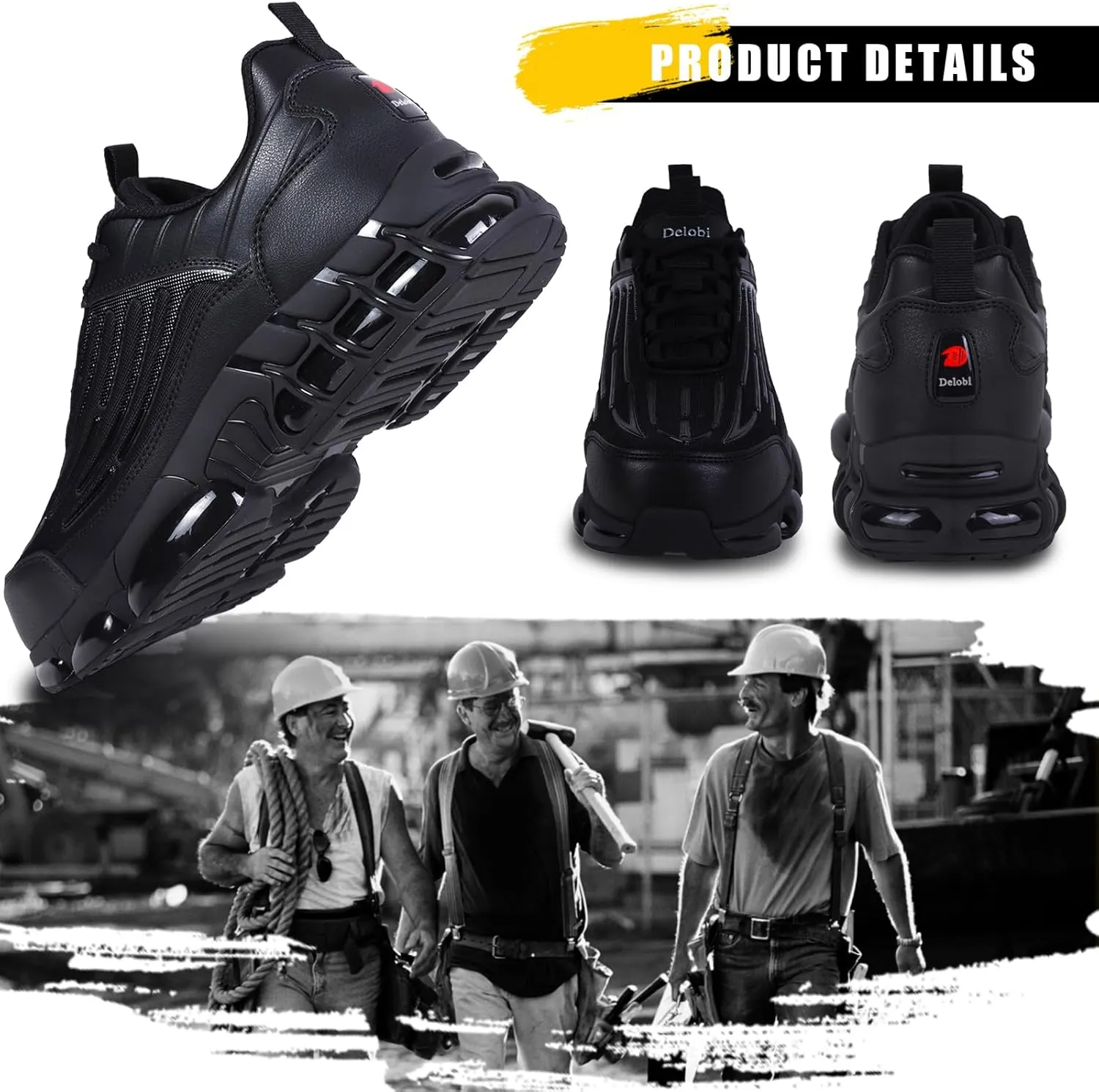 Steel Toe Shoes for Men Lightweight Comfortable Safety Shoes for Men Indestructible Work Shoes for Construction