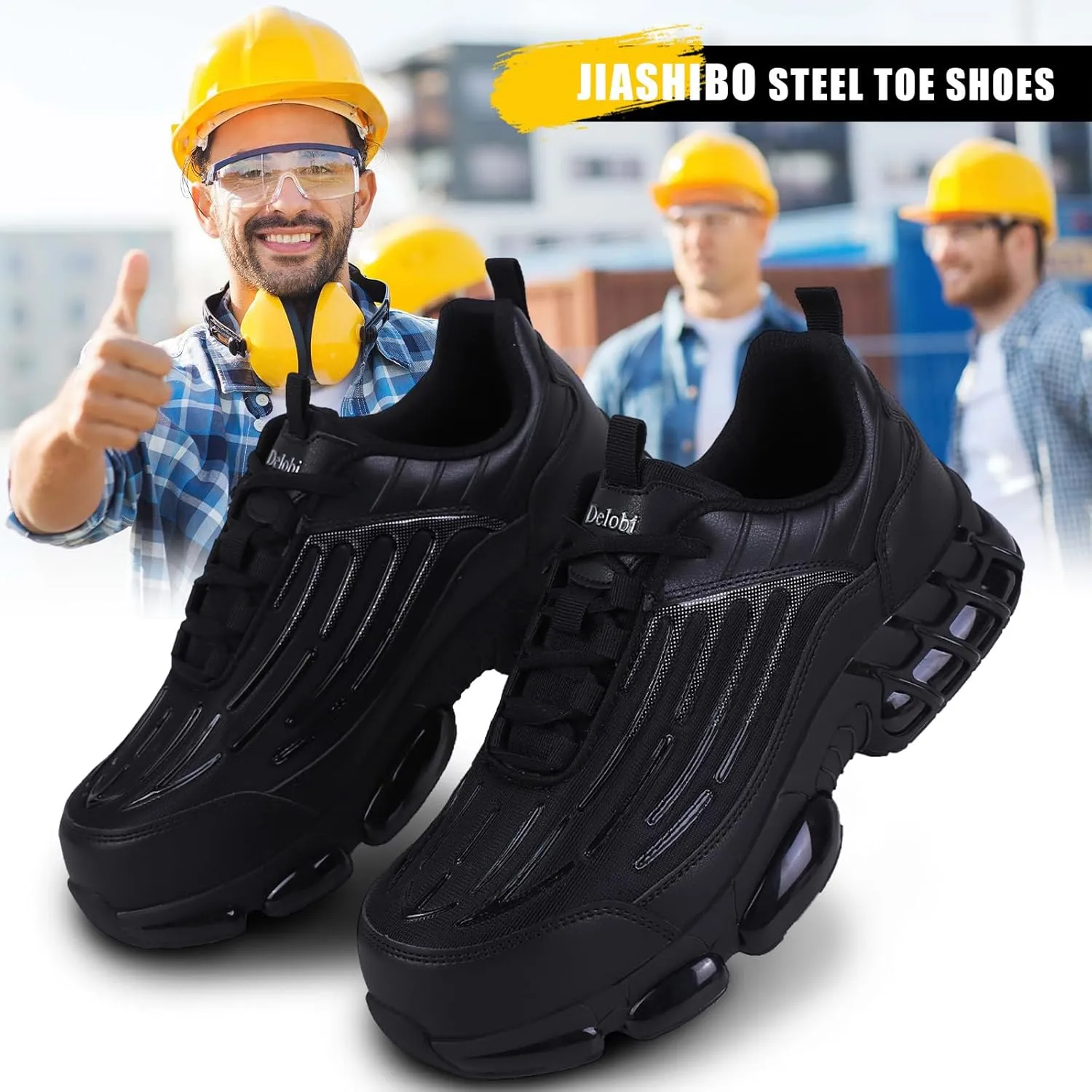 Steel Toe Shoes for Men Lightweight Comfortable Safety Shoes for Men Indestructible Work Shoes for Construction