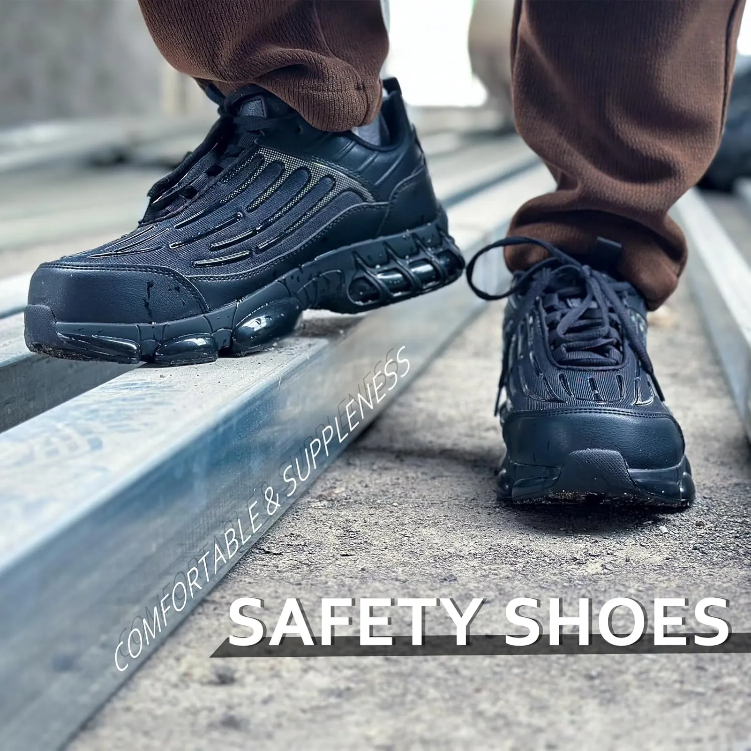Steel Toe Shoes for Men Lightweight Comfortable Safety Shoes for Men Indestructible Work Shoes for Construction
