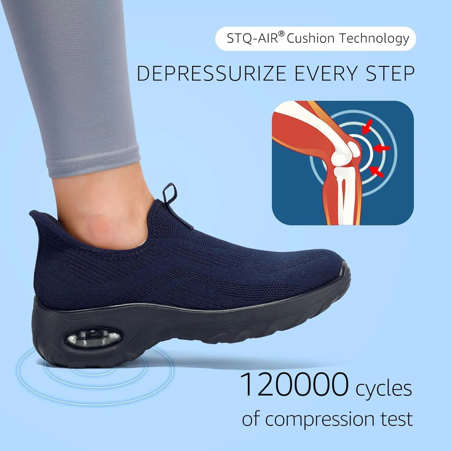 STQ Walking Shoes Women Slip On Sneakers Air Cushion Comfortable Breathable Lightweight Mesh Shoes Shock Absorbing Design Ideal for Plantar Fasciitis All Day Standing