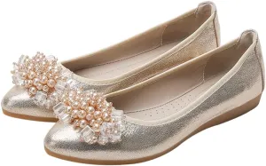 Stunner Womens Foldable Pointed Toe Ballet Flats Rhinestone Loafers Fashion Flats