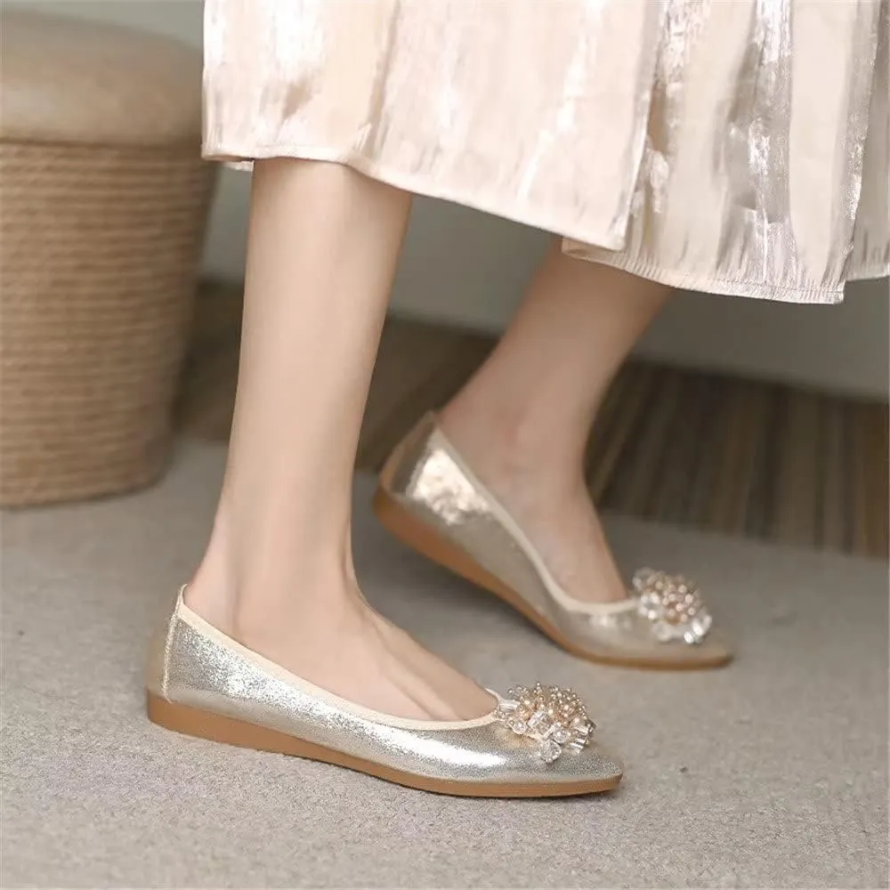 Stunner Womens Foldable Pointed Toe Ballet Flats Rhinestone Loafers Fashion Flats