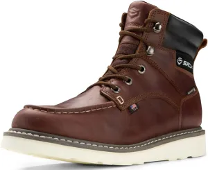 SUREWAY Men's 6" Heavy Duty Soft Toe Waterproof Work Boots,EH Construction Industrial Safety Leather Work Boots,Lace Up Moc Toe Work Boot,Goodyear Welt Oil/Slip Resistant Comfortable Outsole