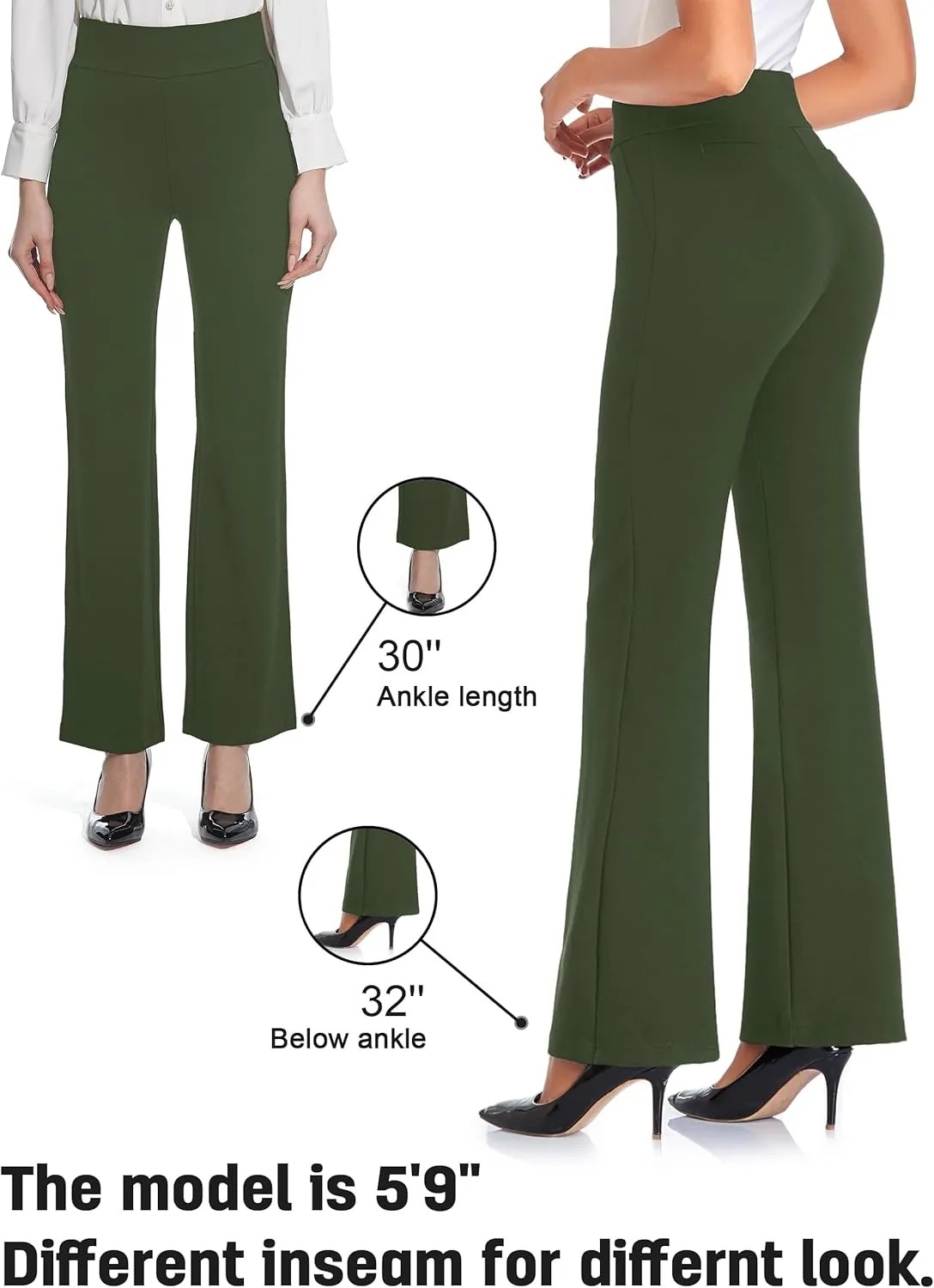 Tapata Women Dress Pants 28"/30"/32"/34" High Waist Stretchy Bootcut Pants Tall, Petite, Regular for Office Business Casual