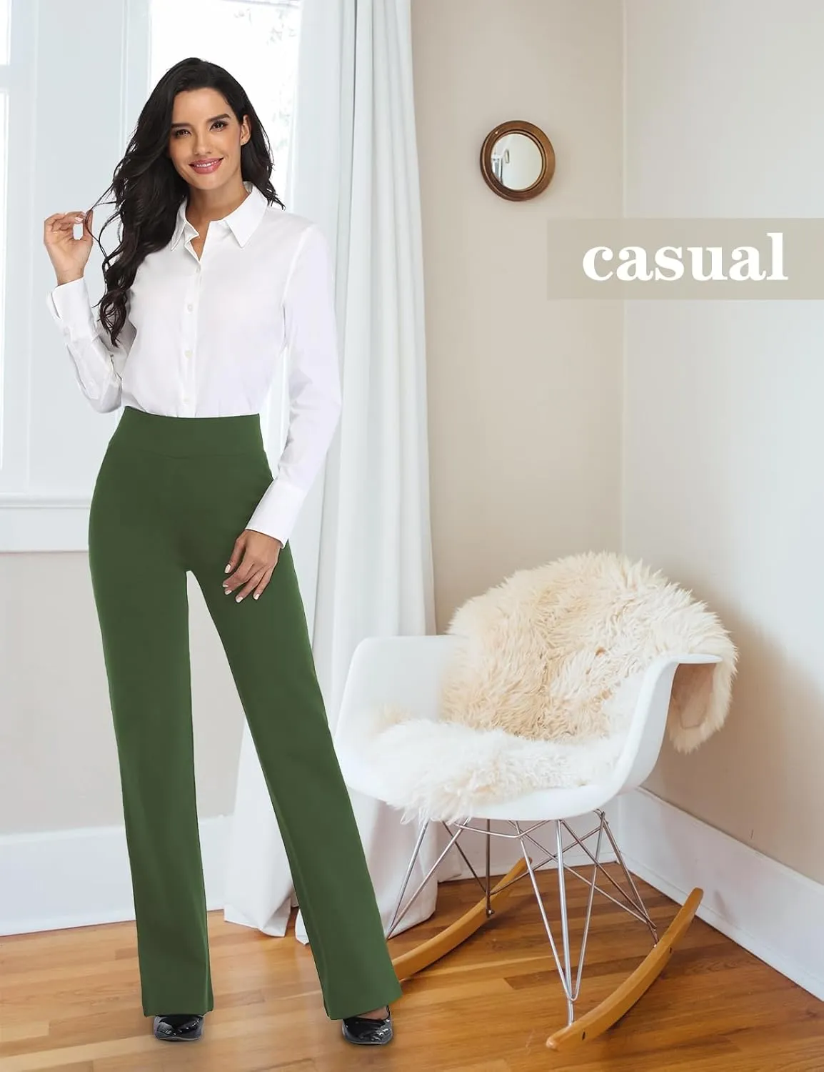 Tapata Women Dress Pants 28"/30"/32"/34" High Waist Stretchy Bootcut Pants Tall, Petite, Regular for Office Business Casual