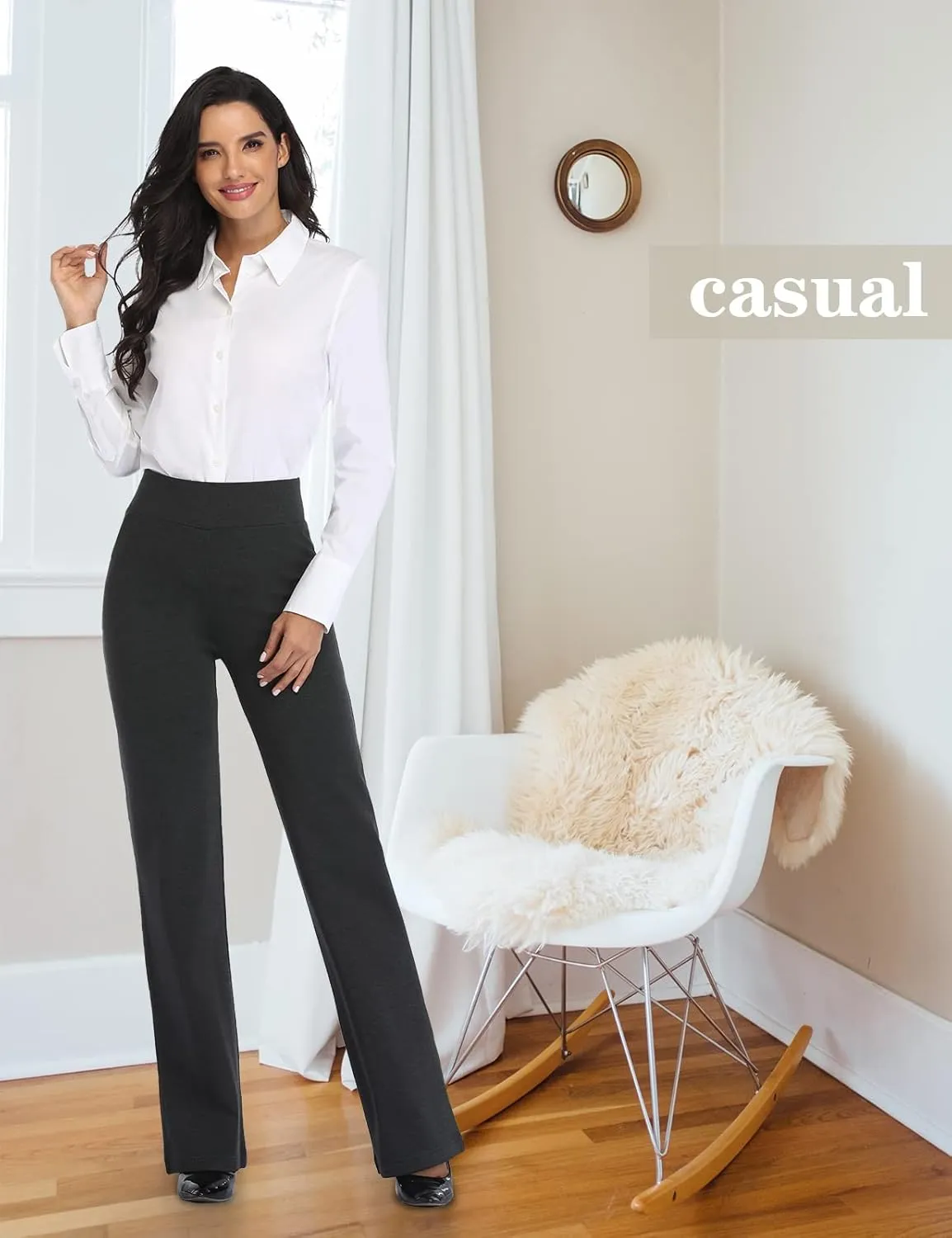 Tapata Women Dress Pants 28"/30"/32"/34" High Waist Stretchy Bootcut Pants Tall, Petite, Regular for Office Business Casual